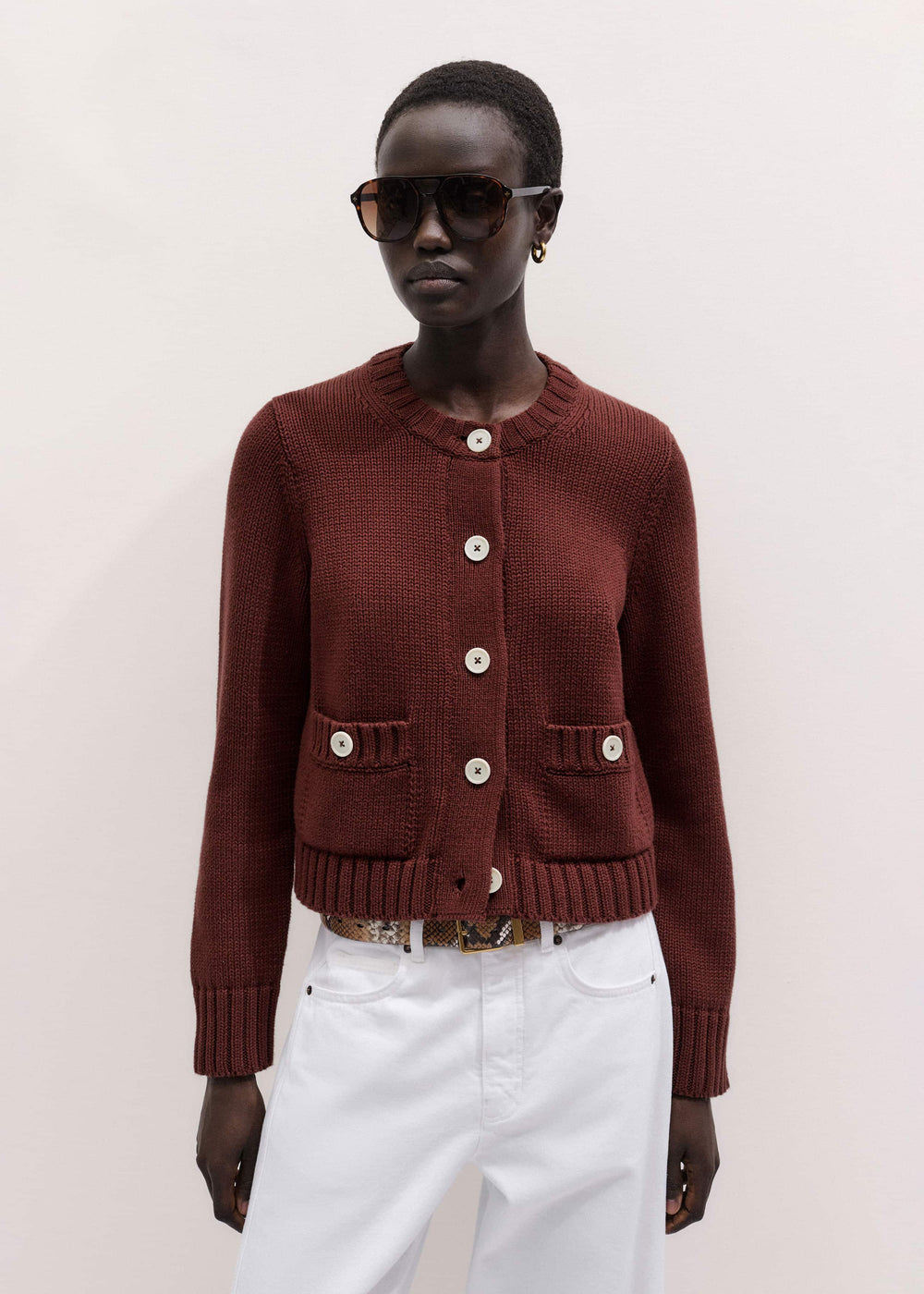 Cinnamon Straight Crop Cardigan