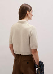 Cream Merino Cashmere Cropped Knit Jacket