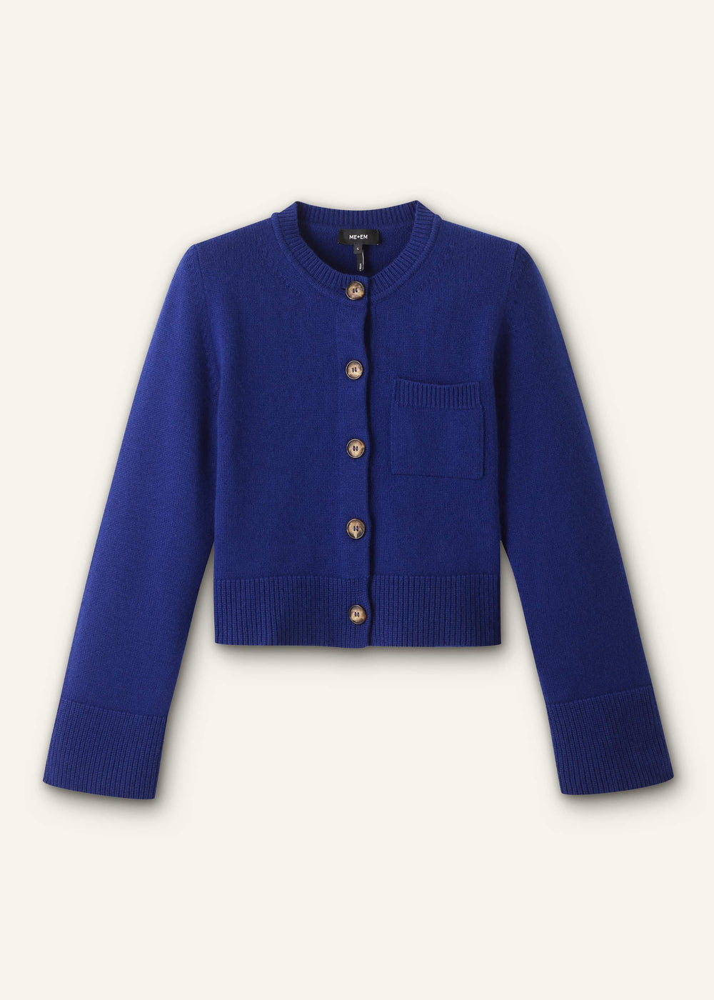 Blue Button-Through Straight Cardigan