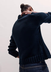 Navy Slim Collared Cardigan