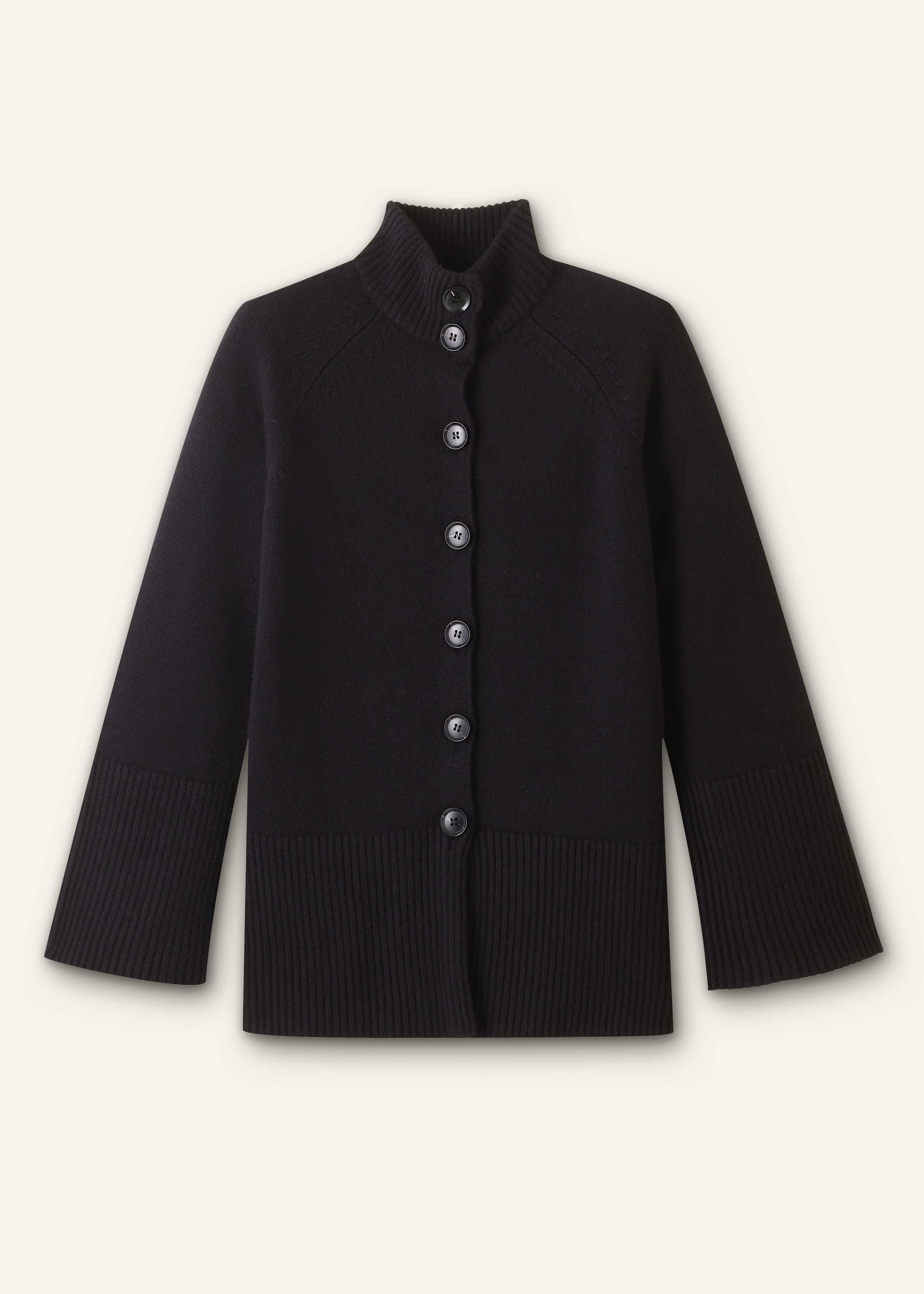 Black Button-Through Longline Cardigan