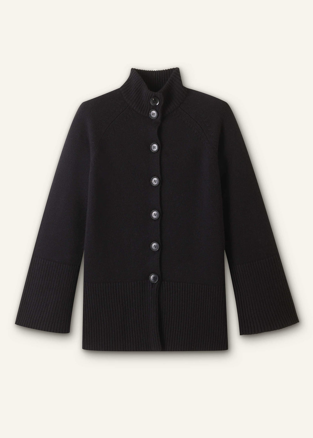 Black Button-Through Longline Cardigan
