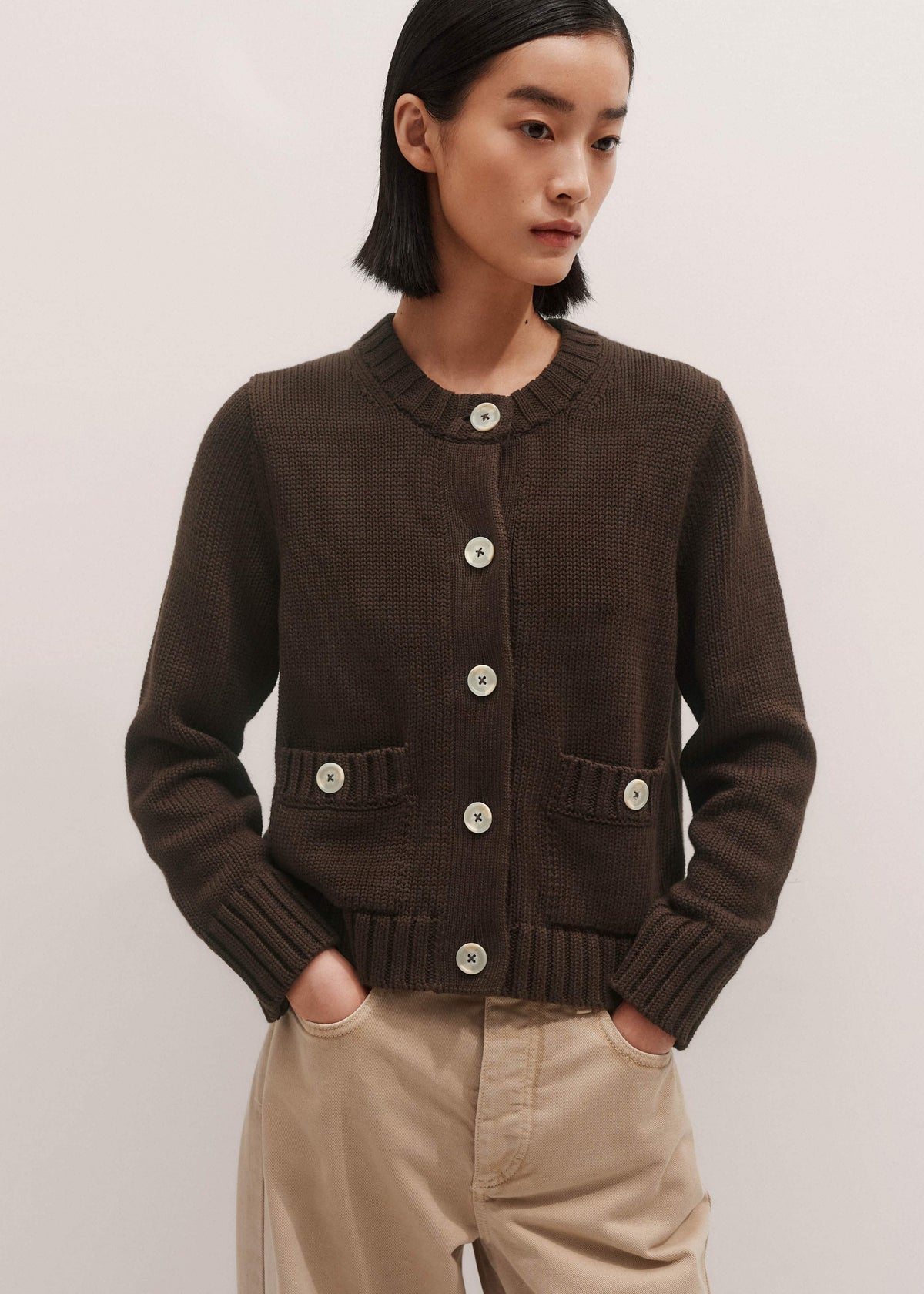 Brown Crop Cardigan