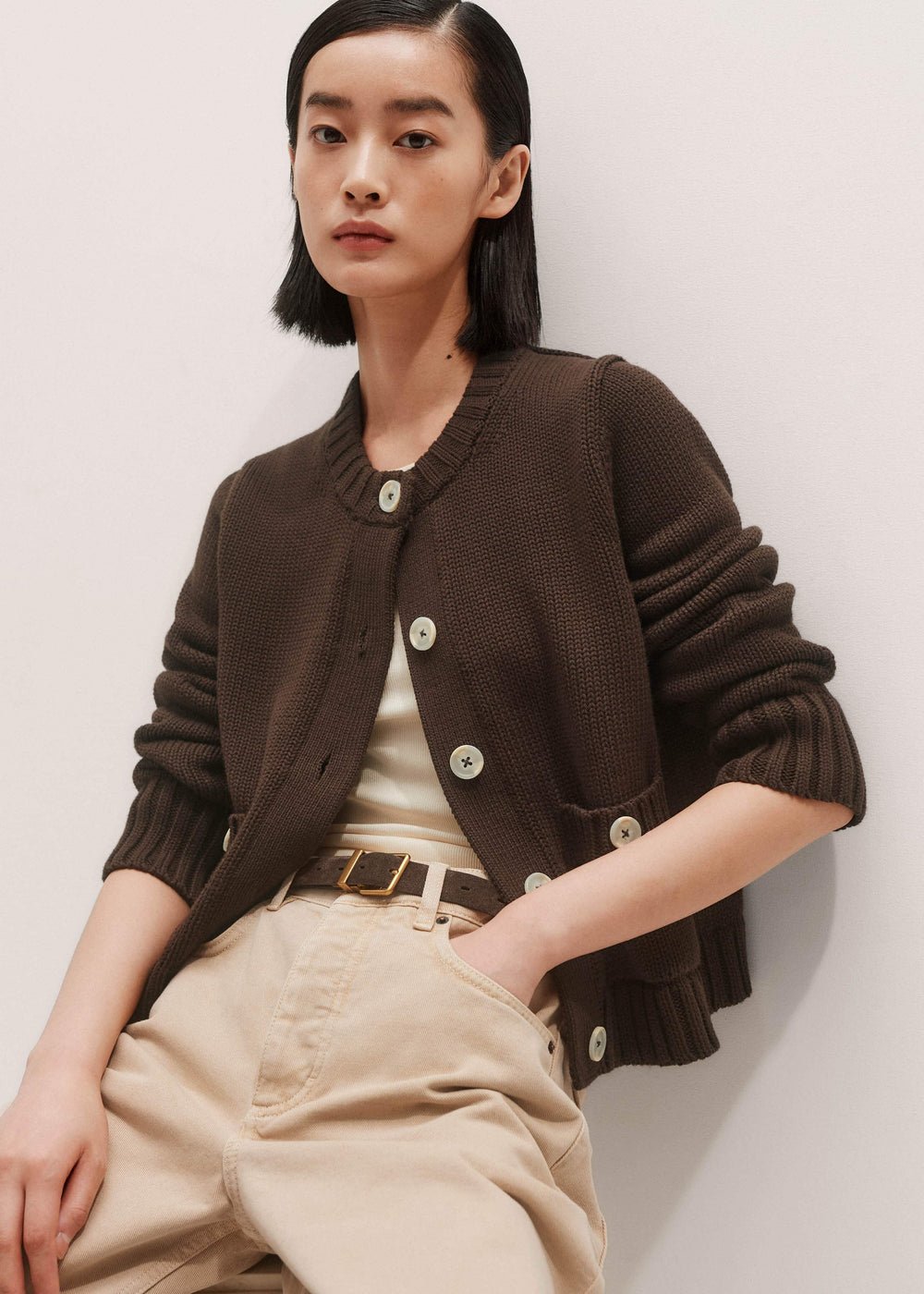 Brown Crop Cardigan