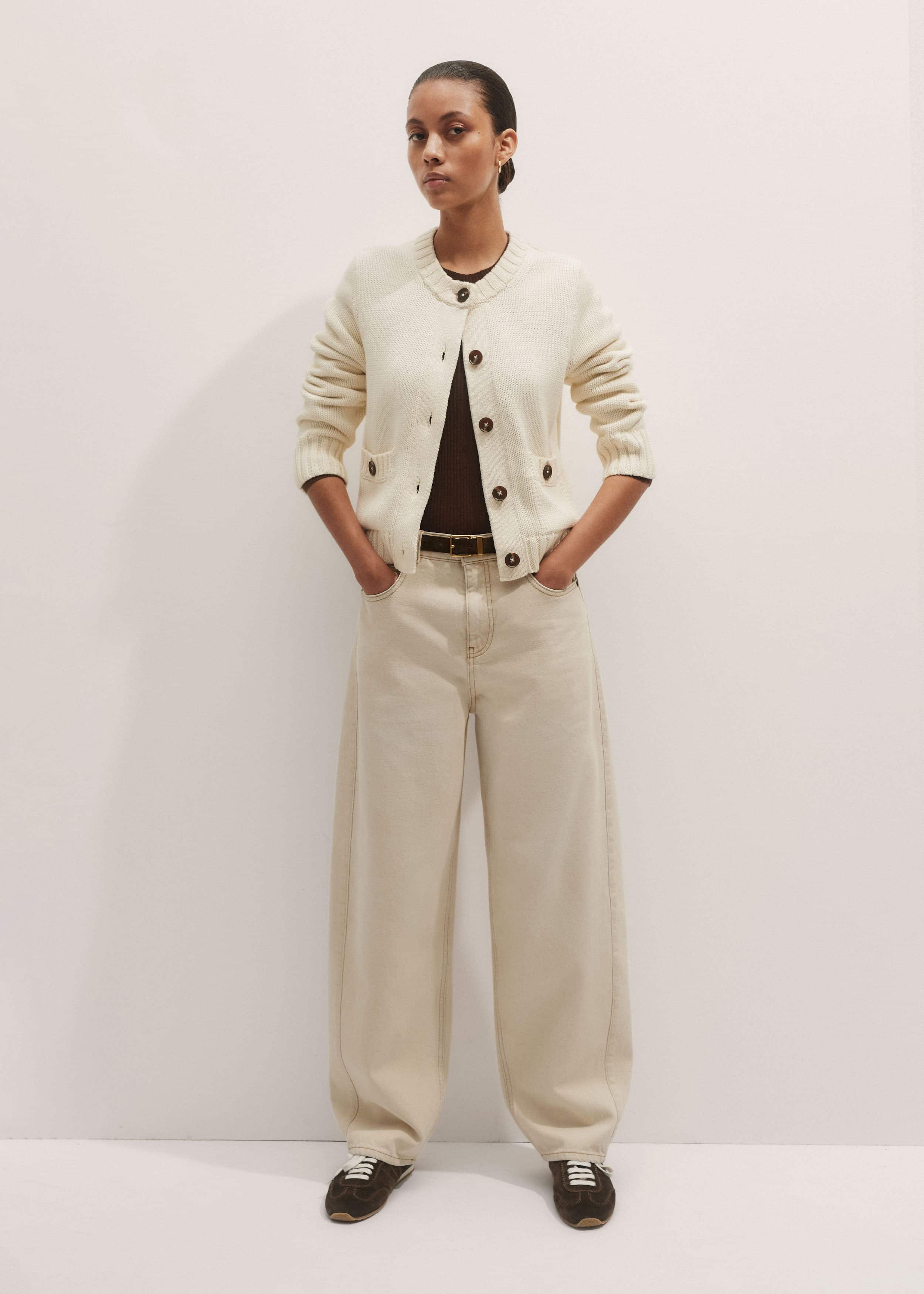 Cream Bracelet Sleeve Cropped Cardigan