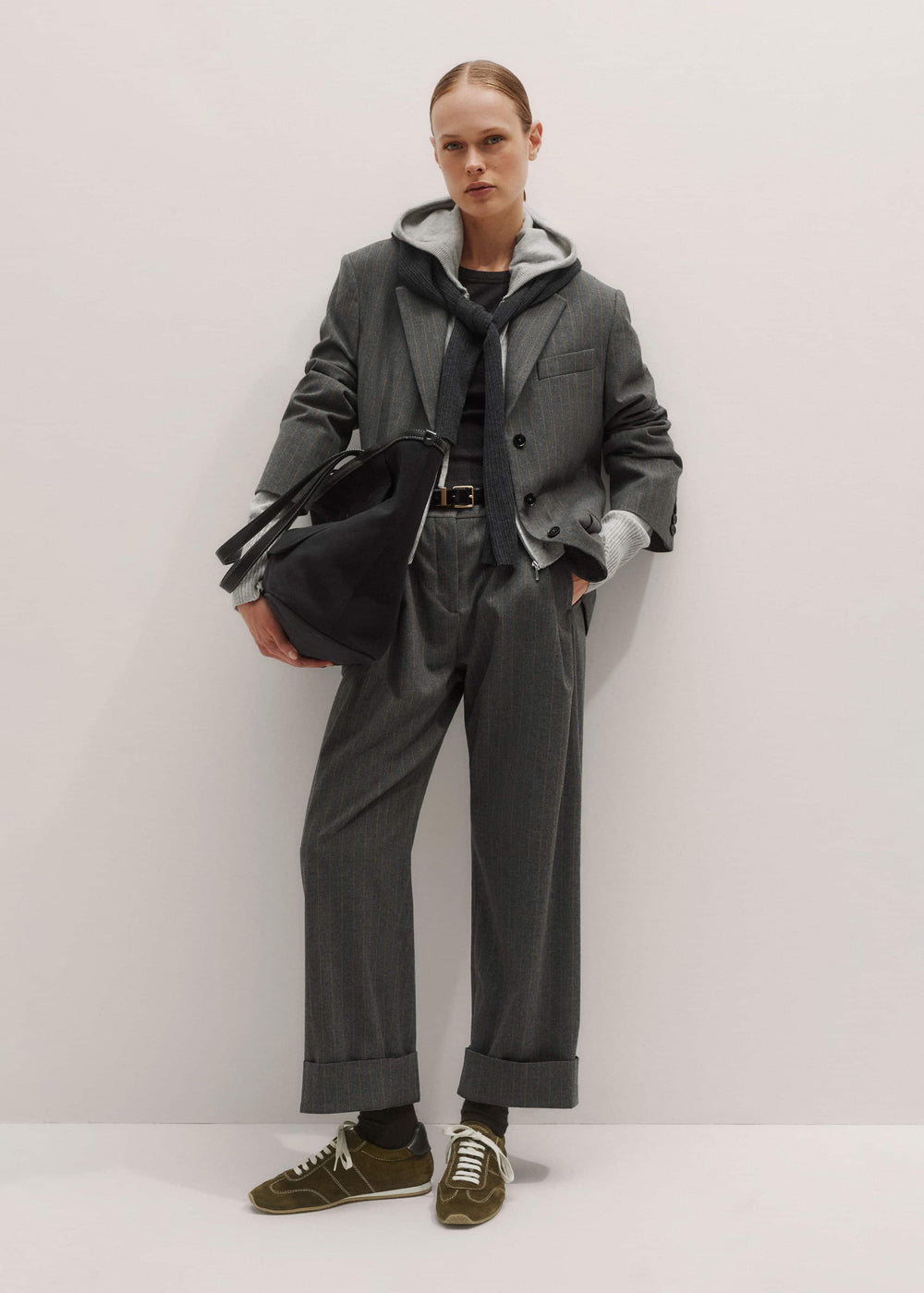 Silver Gray Mélange Cashmere Relaxed Fit Box Zip Hoodie