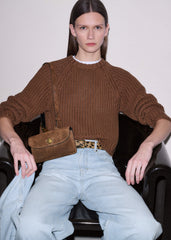 Brown Chunky Cotton Raglan Sweater