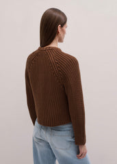Brown Chunky Cotton Raglan Sweater