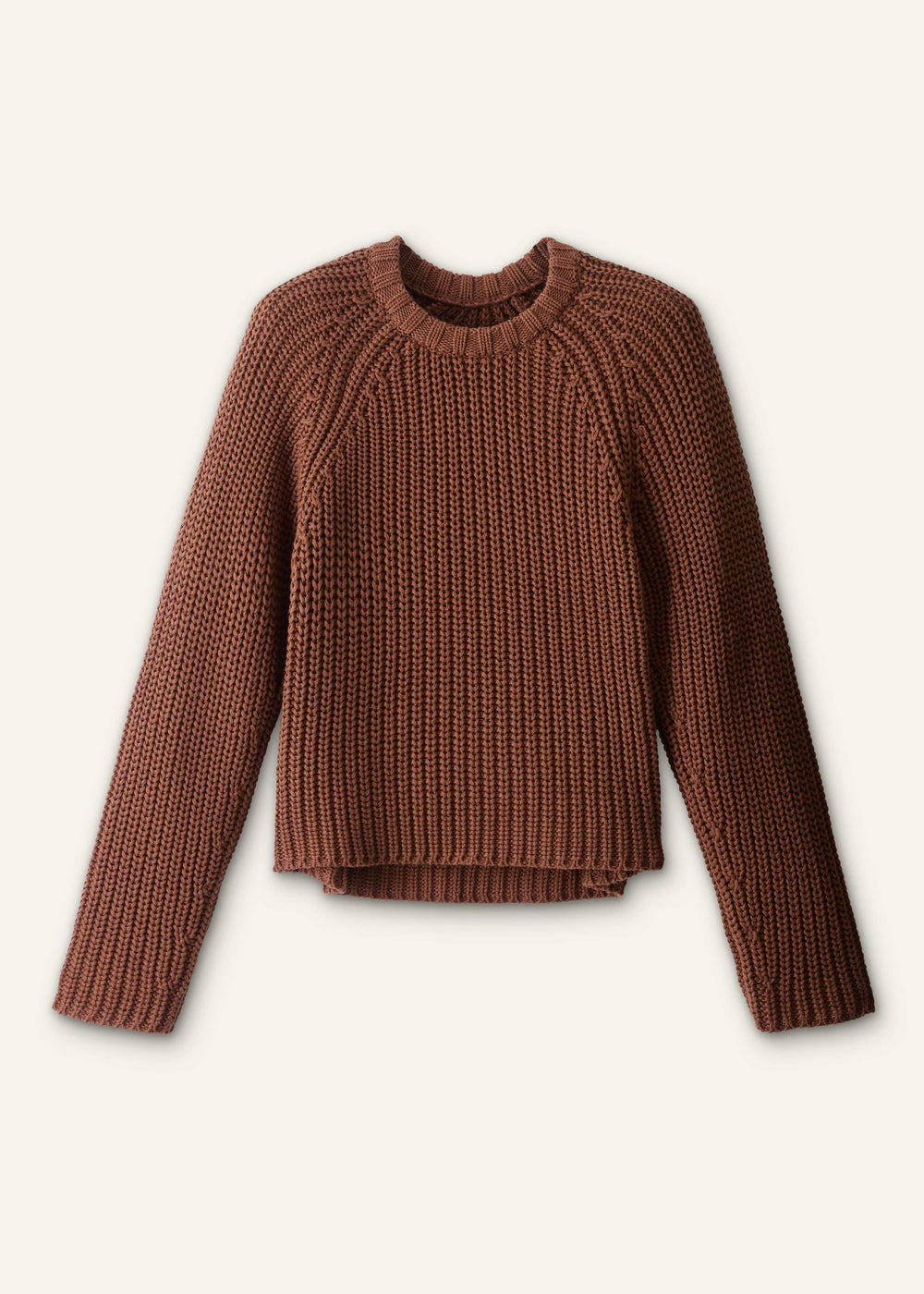 Brown Chunky Cotton Raglan Sweater