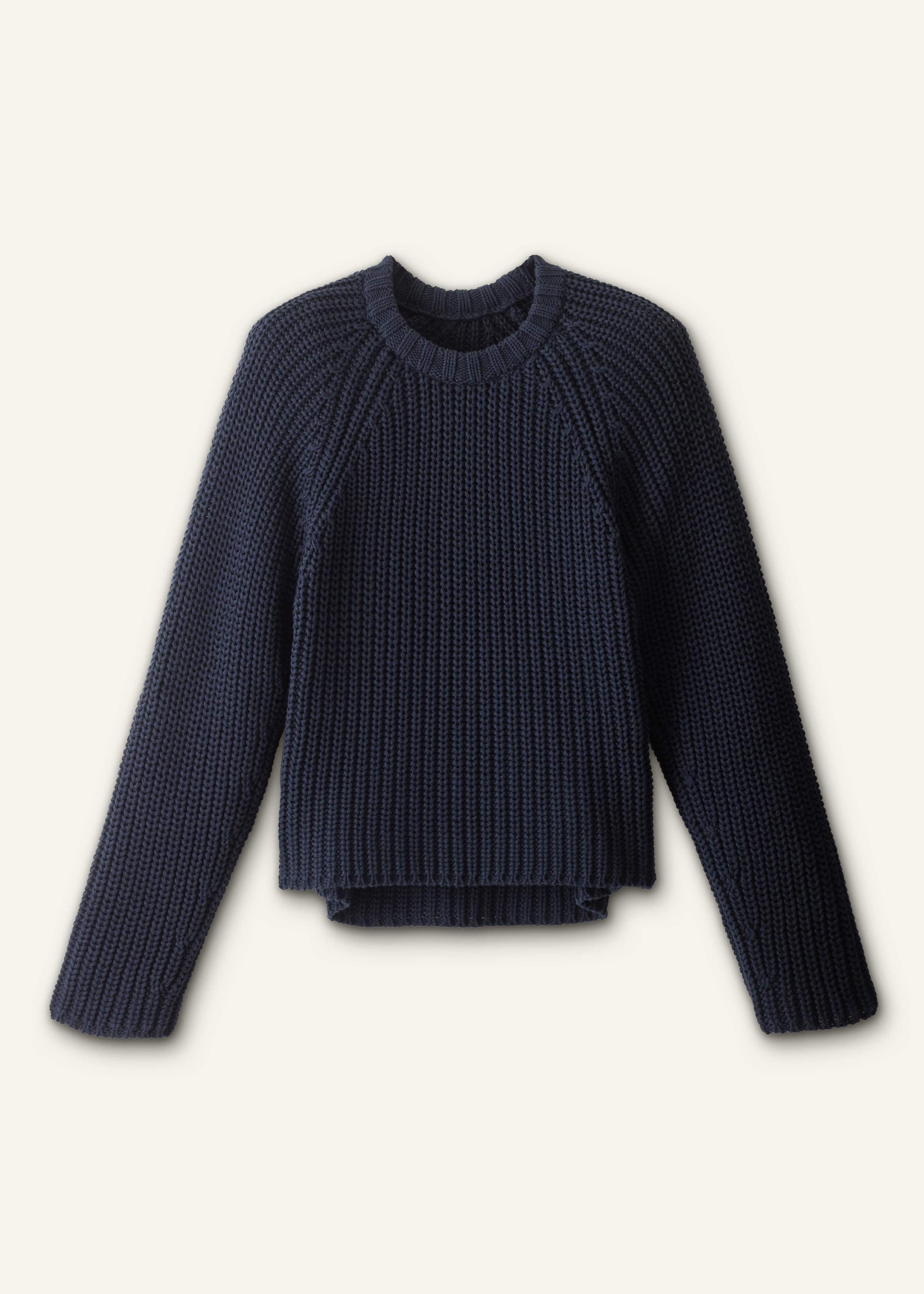 Navy Chunky Cotton Raglan Sweater