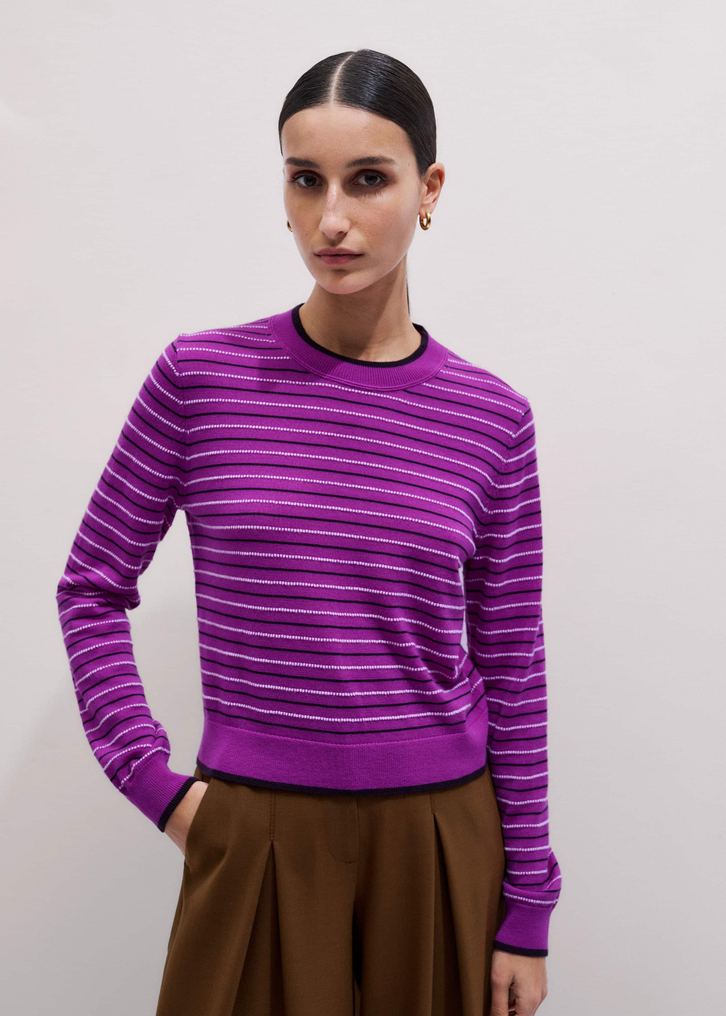 Textured Stripe Straight Sweater