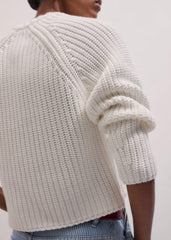 White Chunky Raglan Relaxed Weekend Sweater