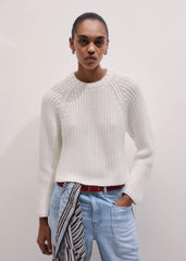 White Chunky Raglan Relaxed Weekend Sweater