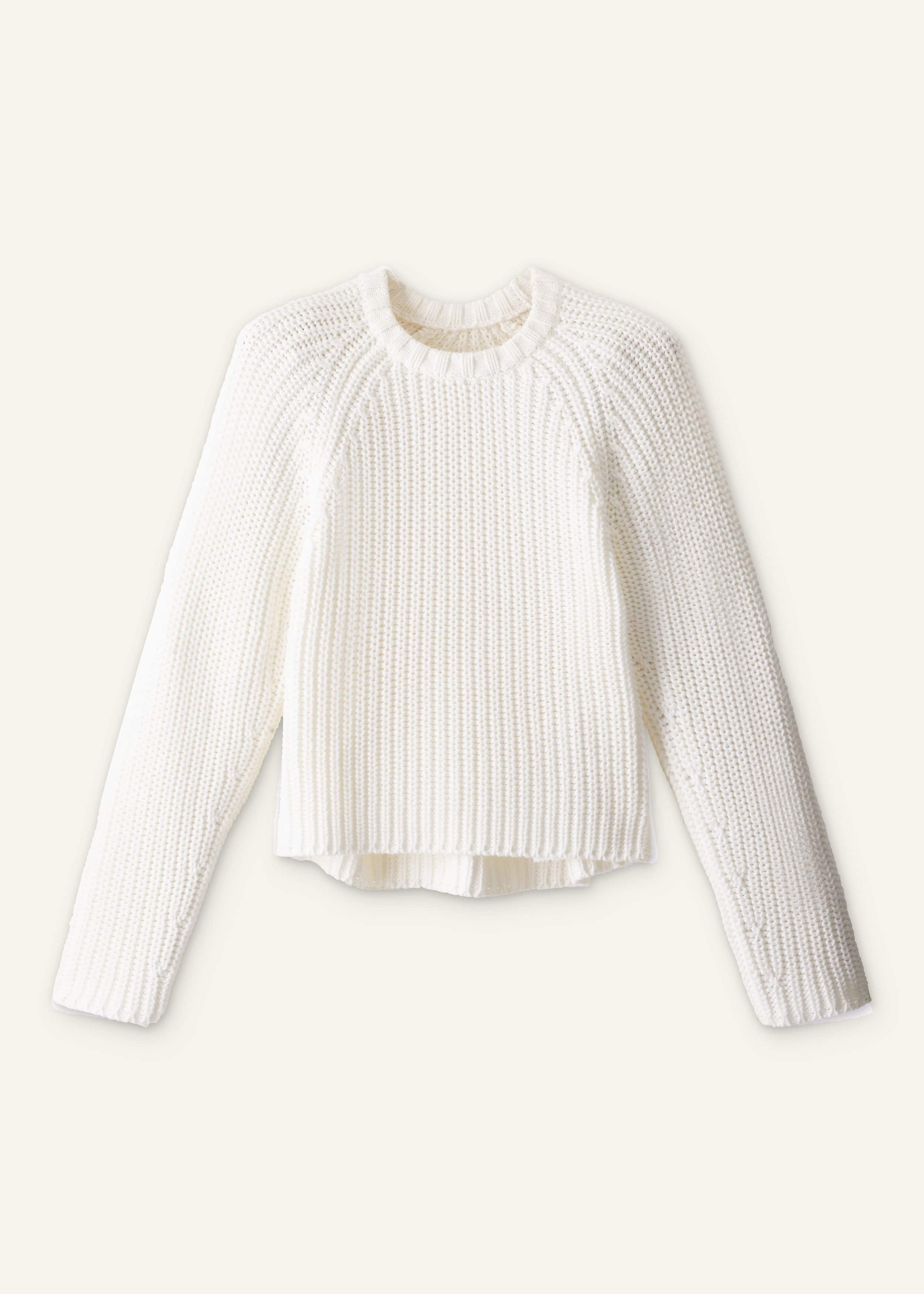 White Chunky Raglan Relaxed Weekend Sweater