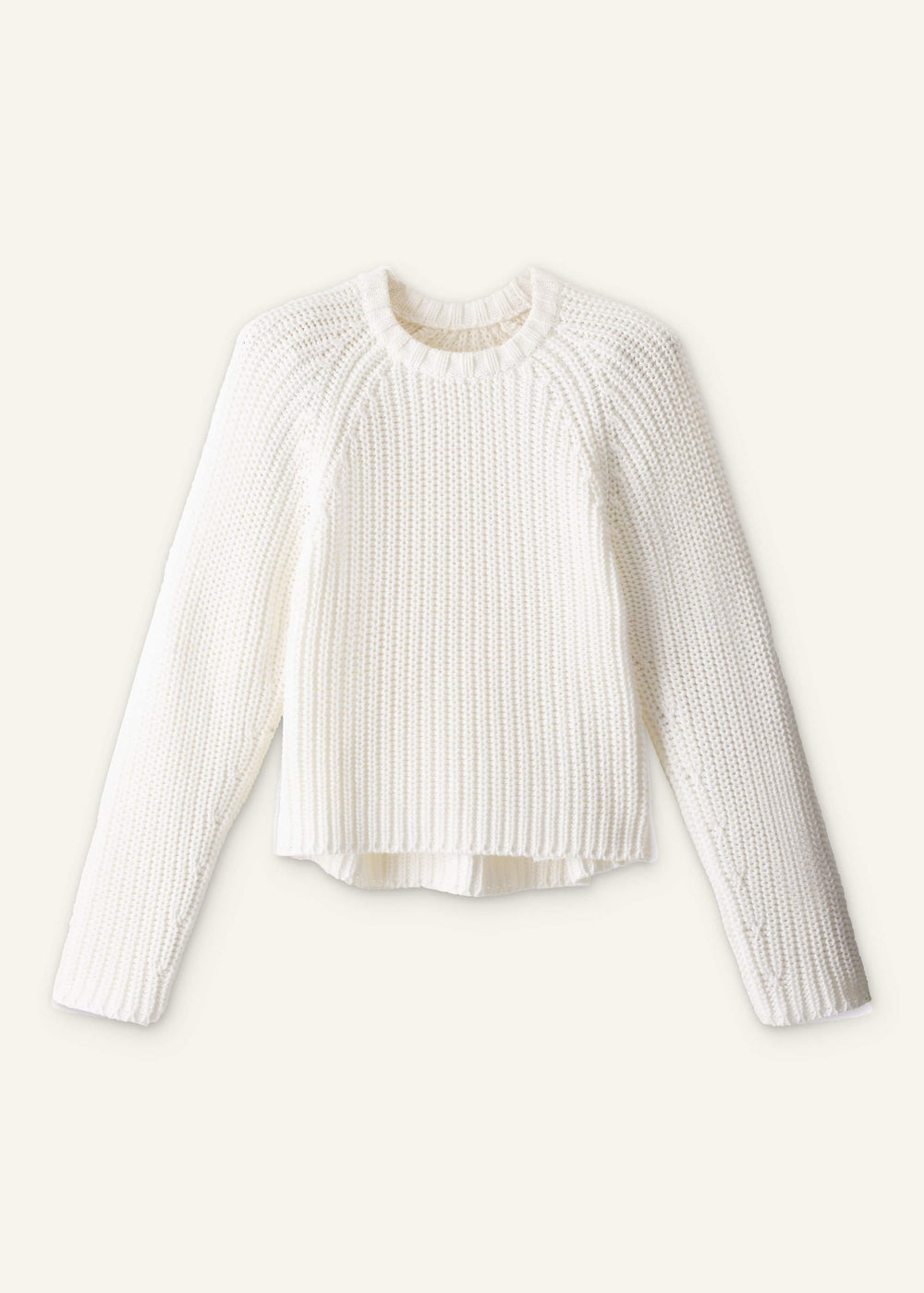 White Chunky Raglan Relaxed Weekend Sweater