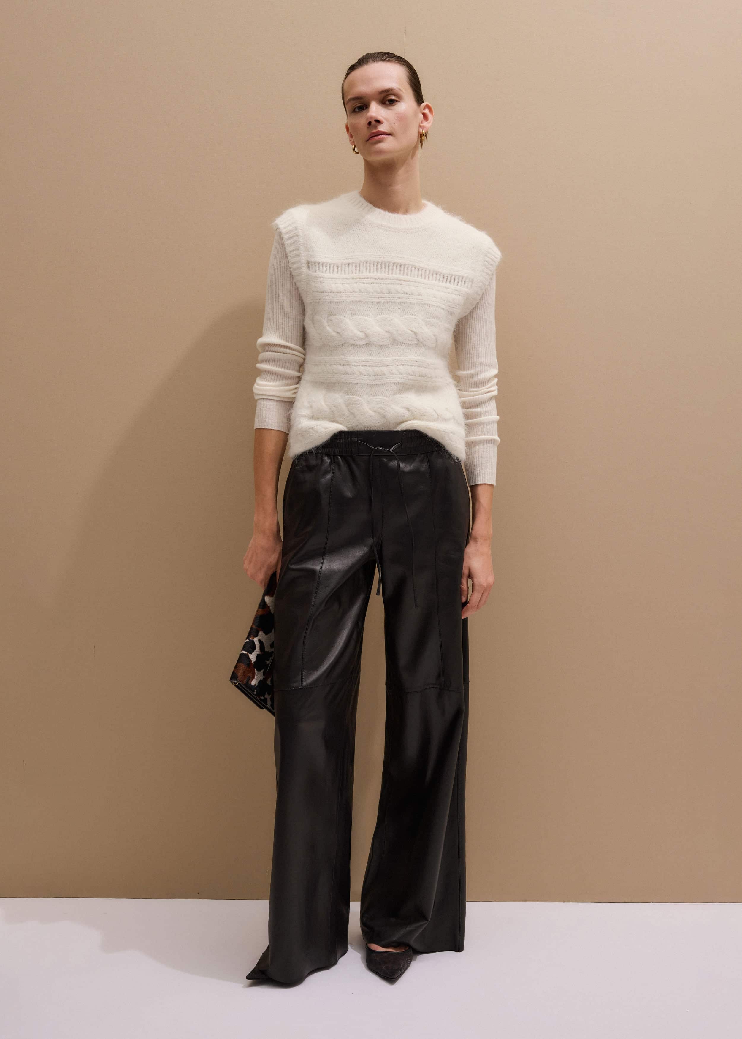 Cream Barely There Slim Rib Layering Sweater
