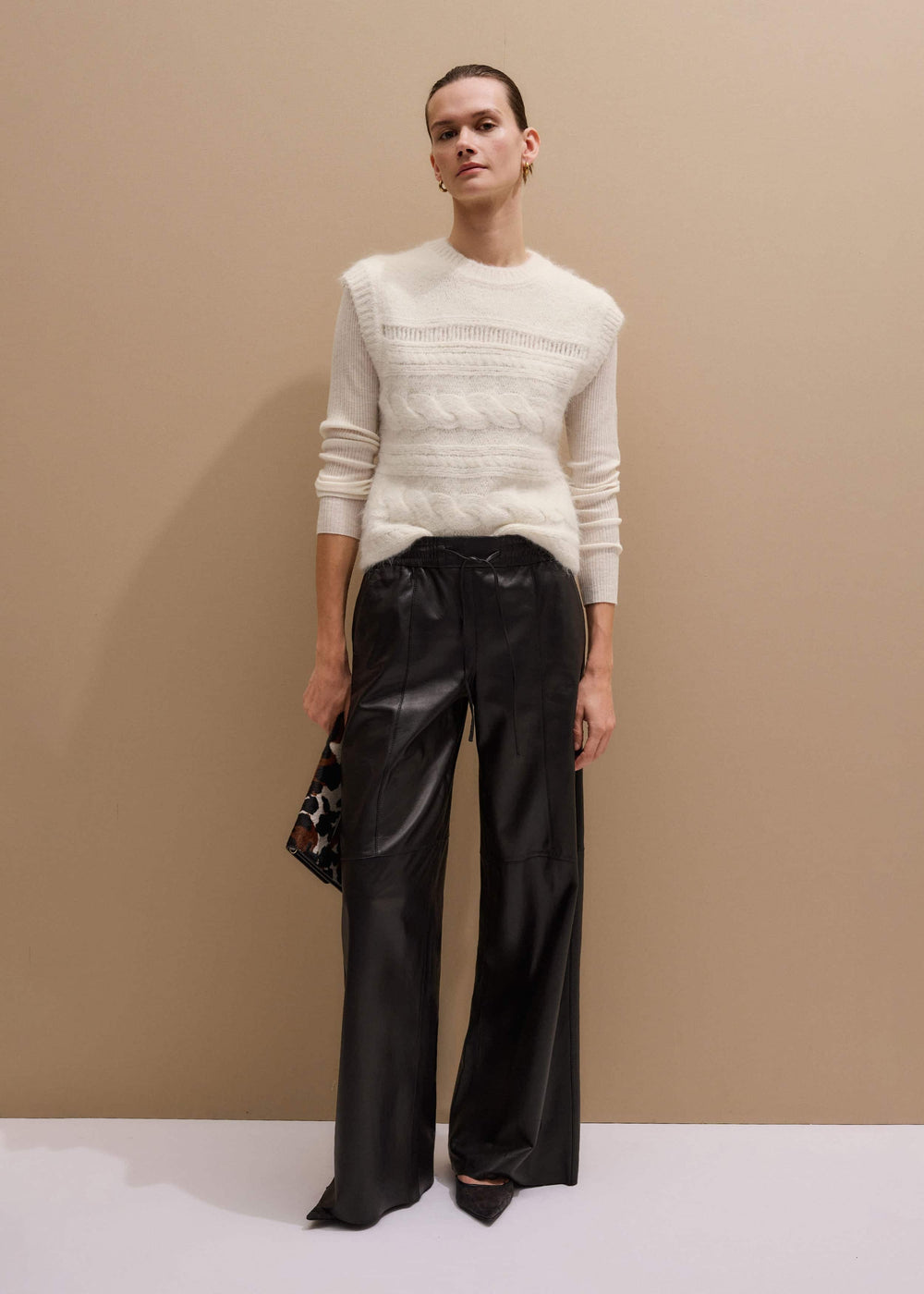 Cream Barely There Slim Rib Layering Sweater