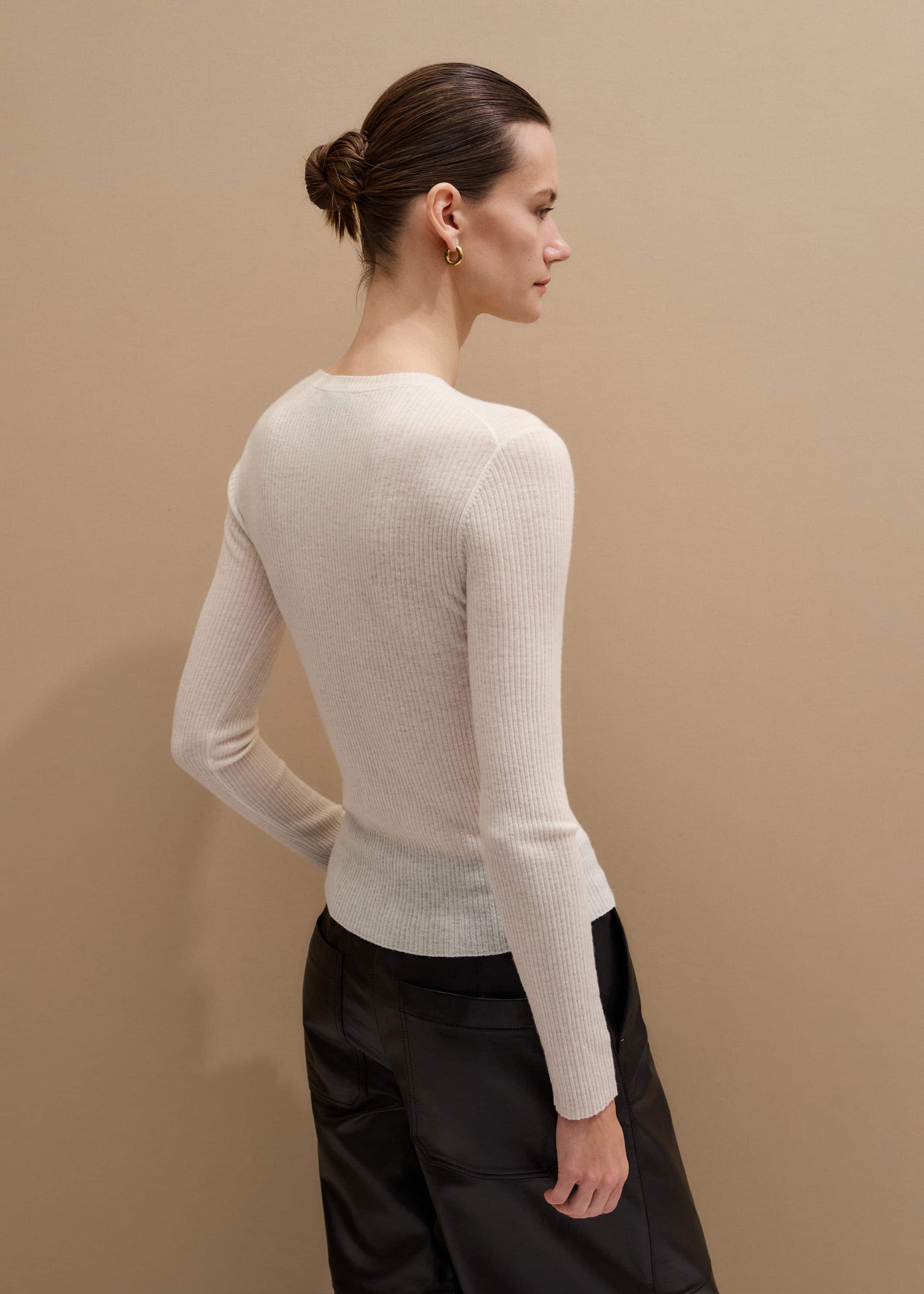 Cream Barely There Slim Rib Layering Sweater