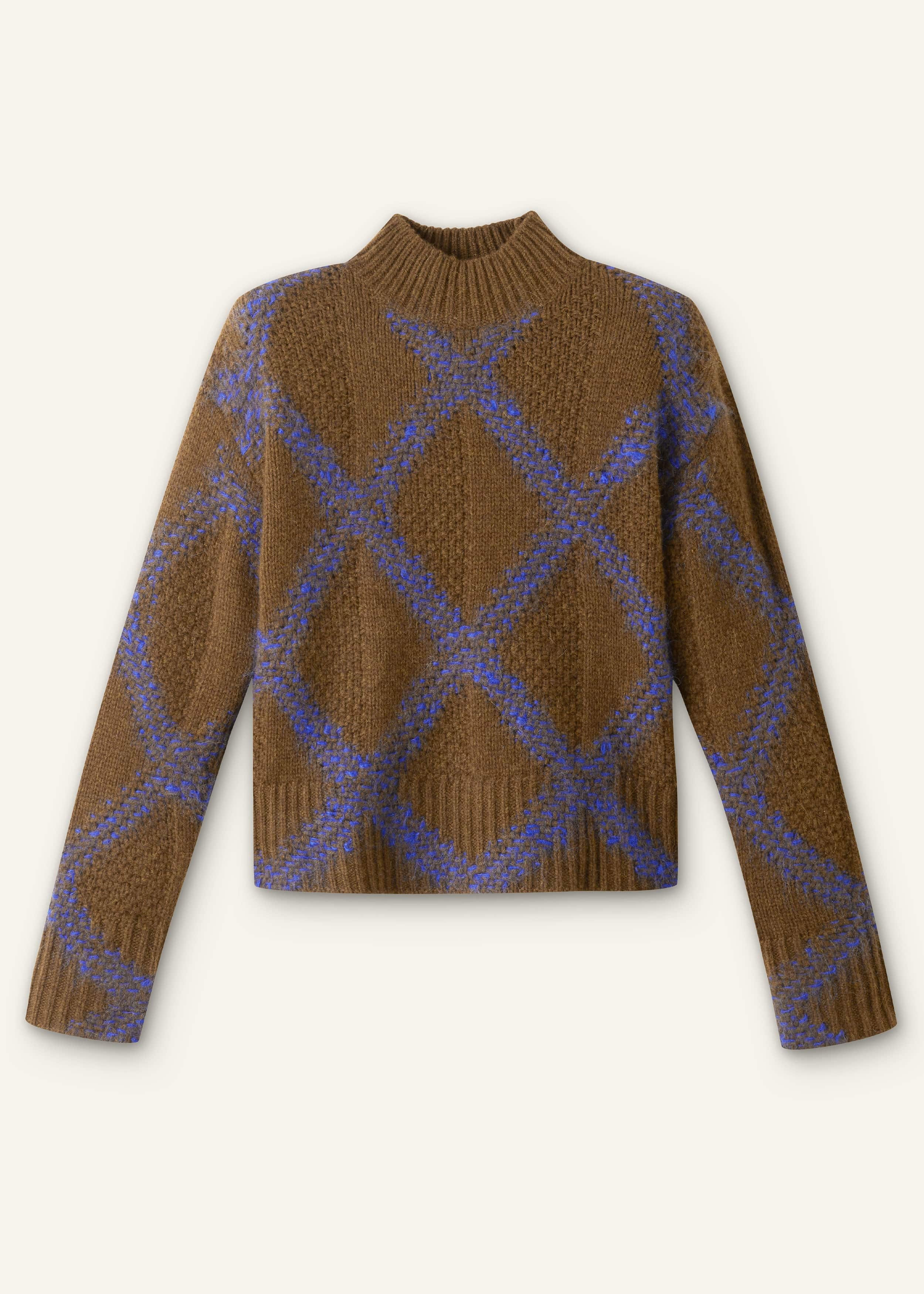 Green Merino Statement Textured Argyle Sweater