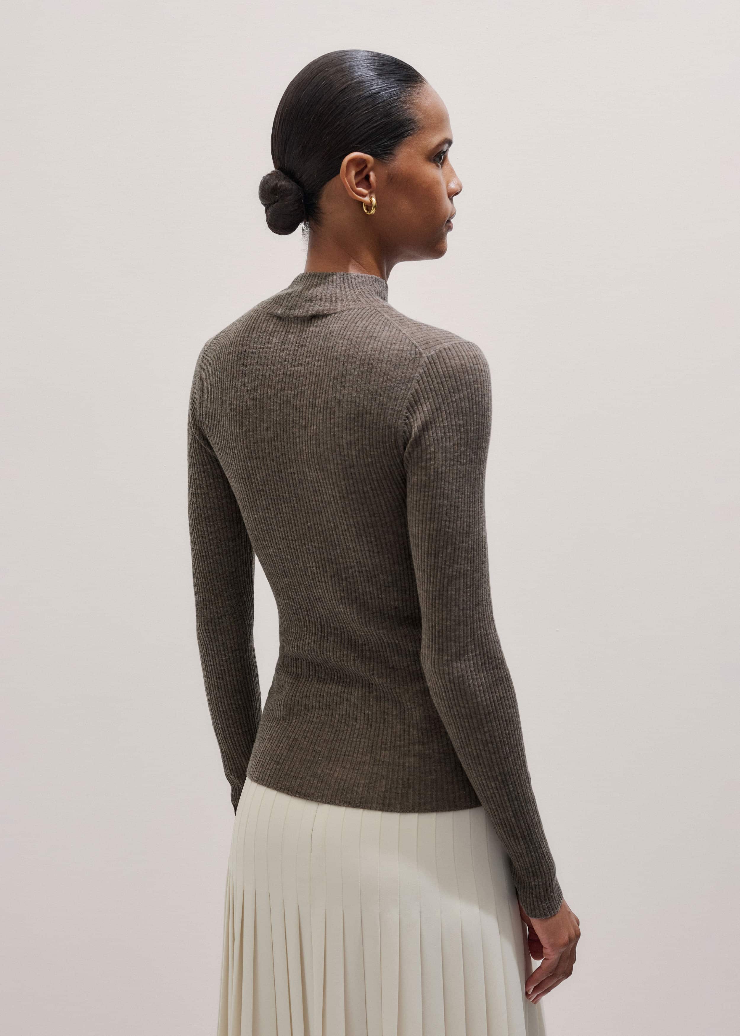 Brown Barely There Slim Layering Sweater