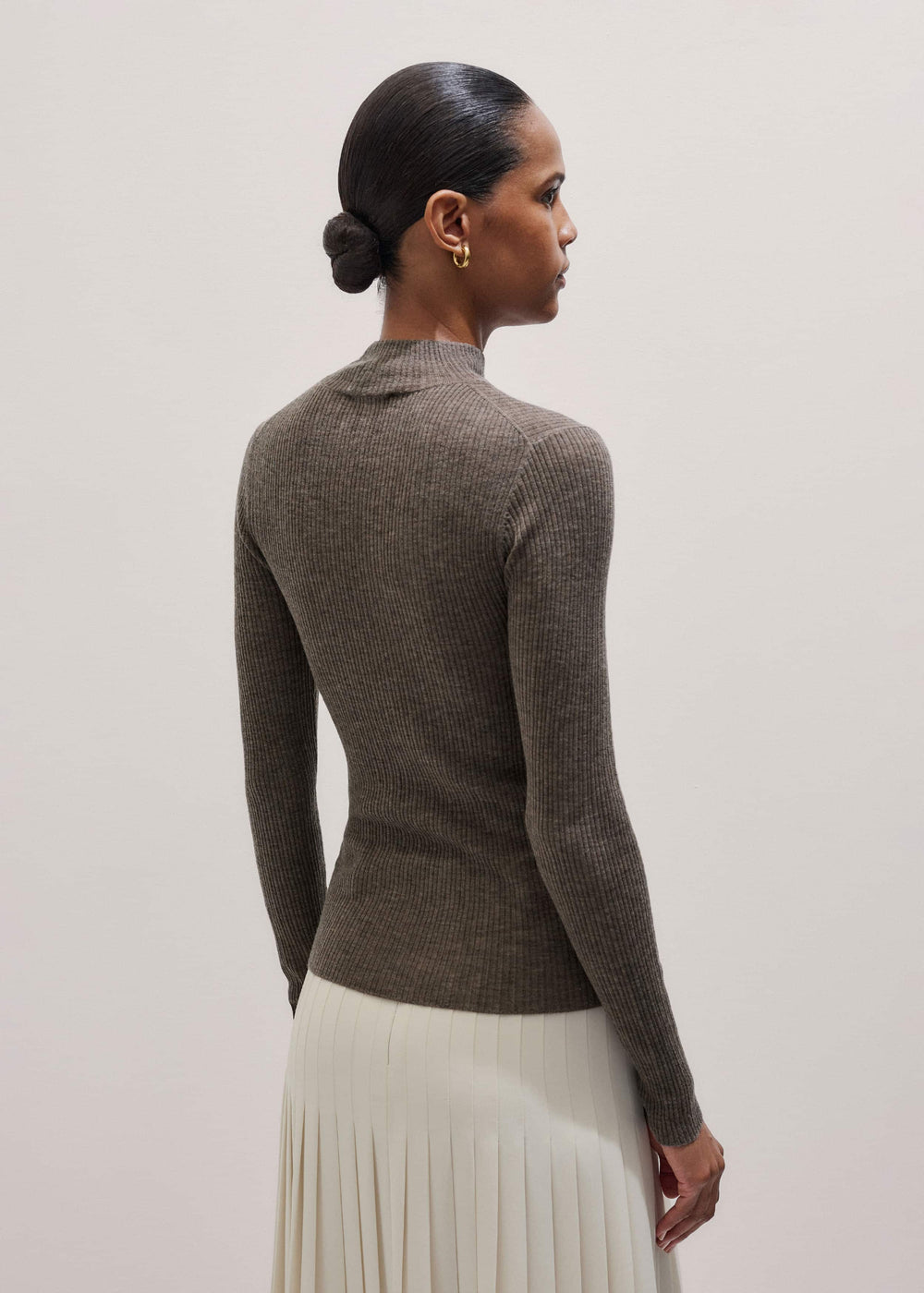 Brown Barely There Slim Layering Sweater