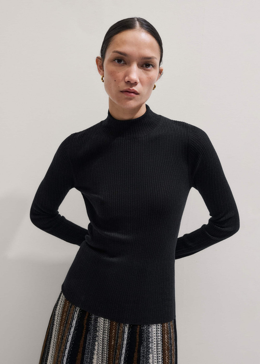 Black Barely There Slim Rib Layering Sweater