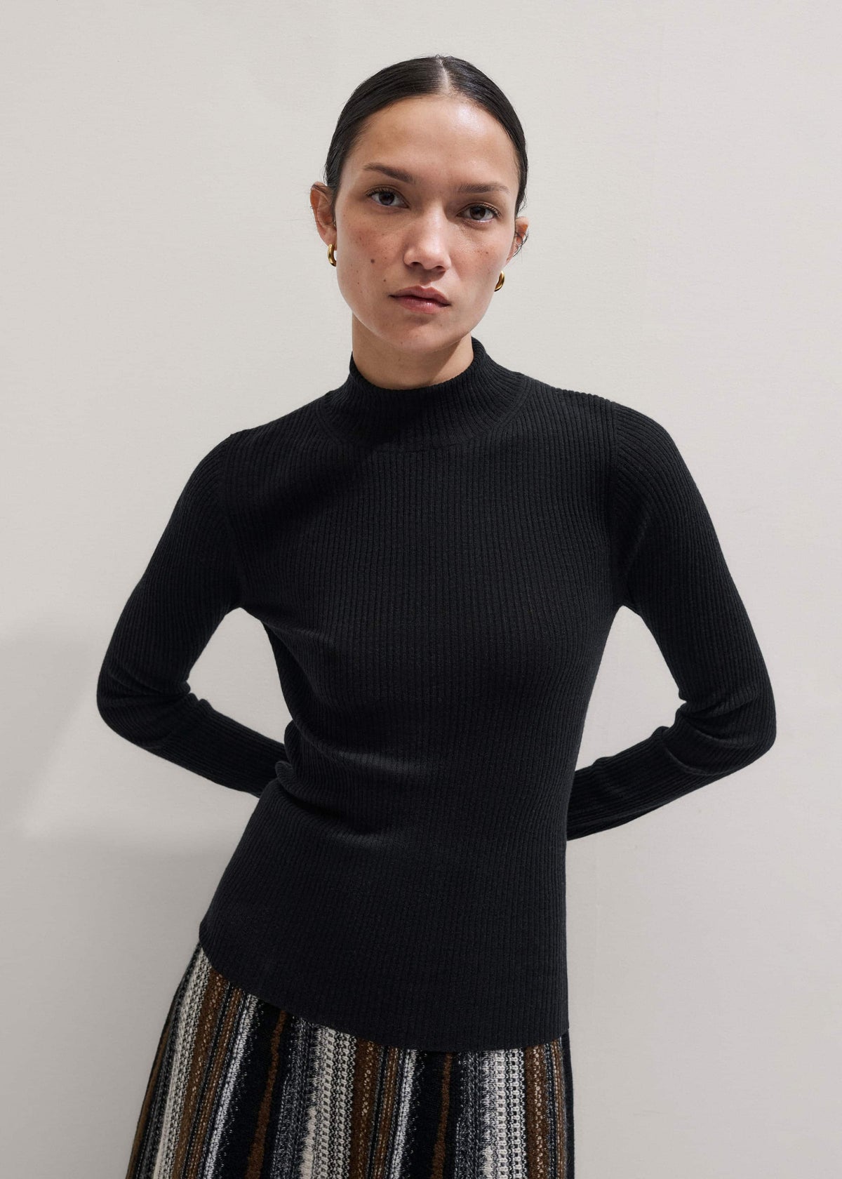 Black Barely There Slim Rib Layering Sweater