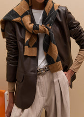 Brown Cashmere Relaxed Argyle Sweater