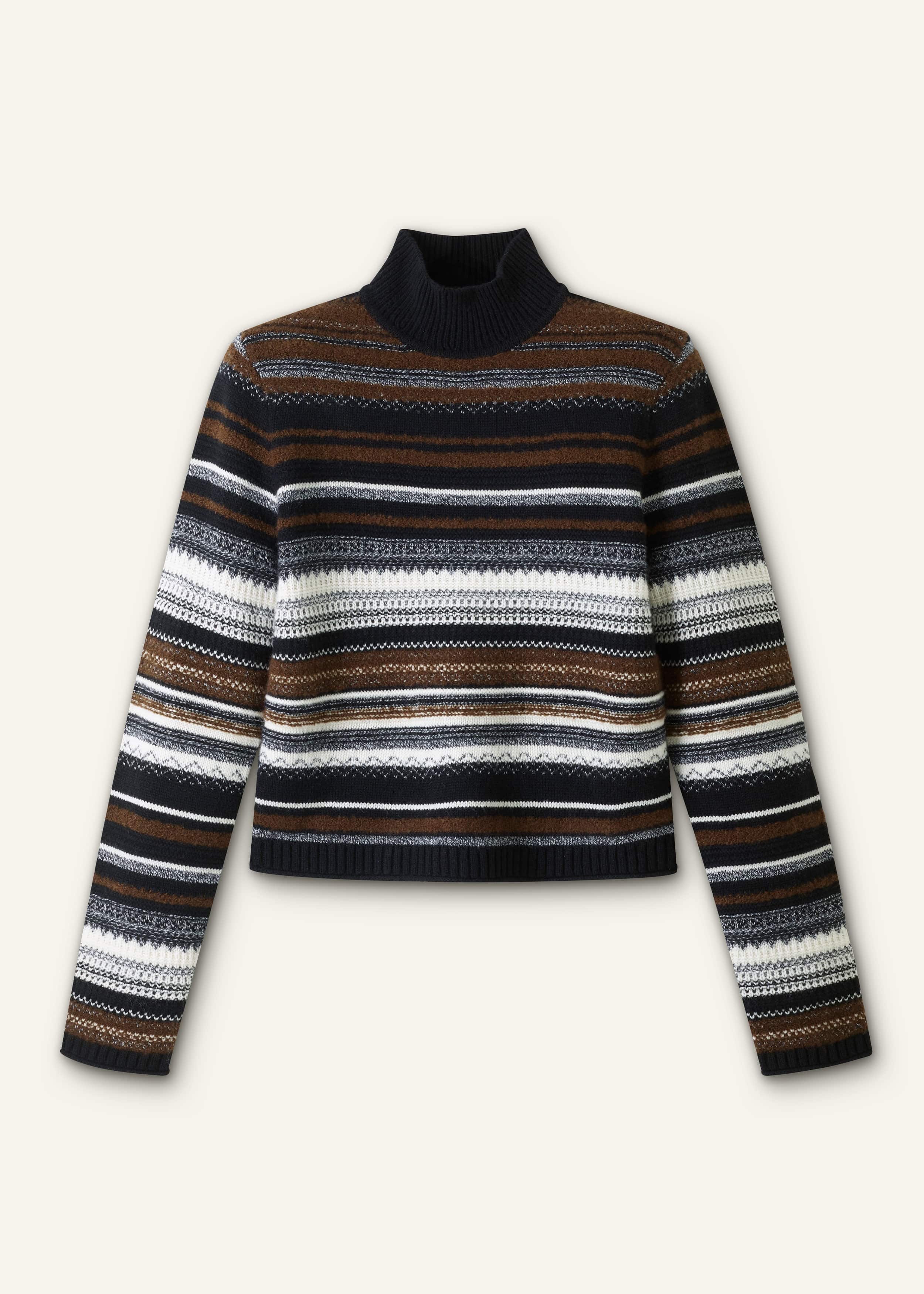 Black Textured Stitch Relaxed High Neck Sweater