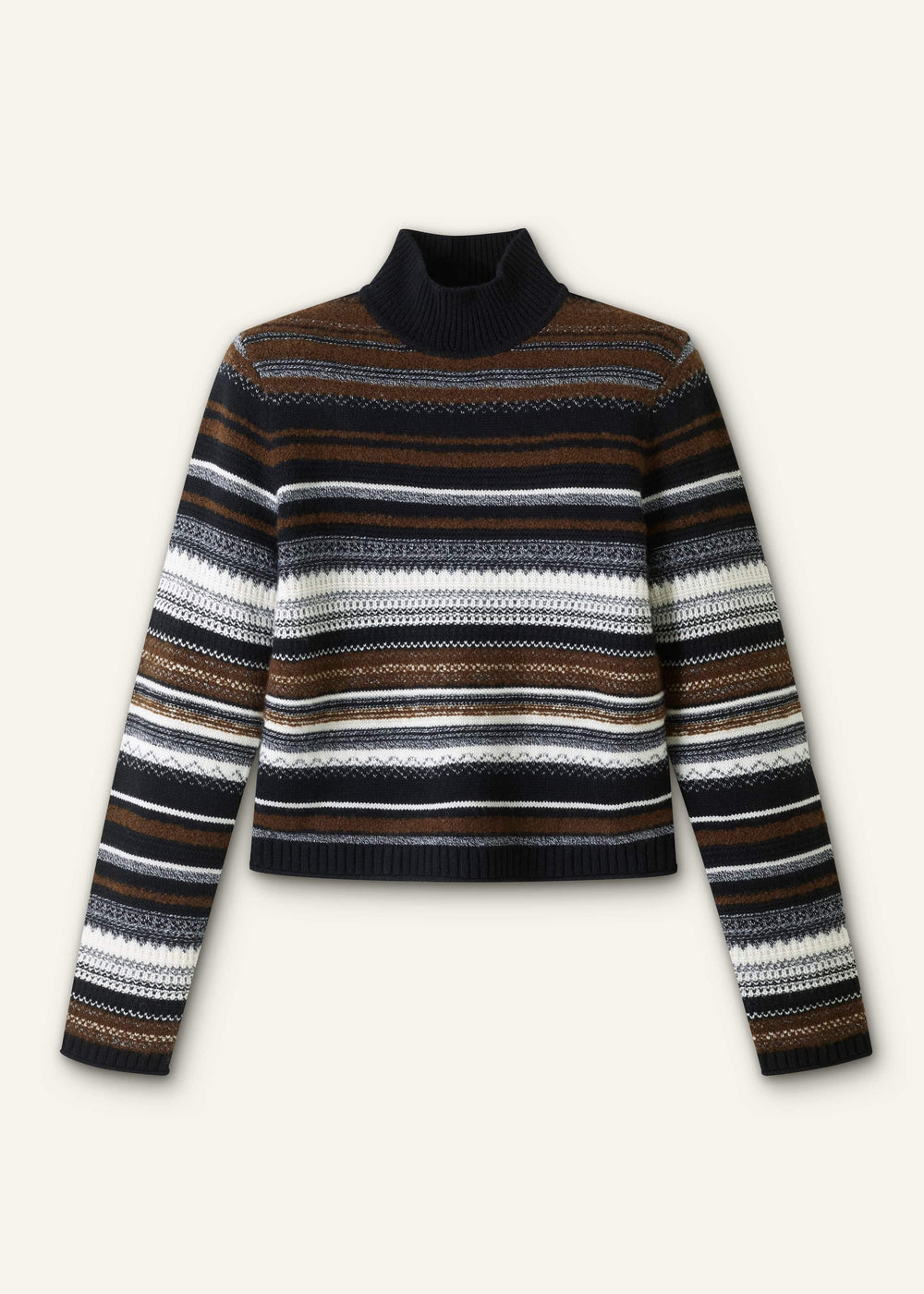 Black Textured Stitch Relaxed High Neck Sweater