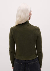 Olive Green High Neck Crop Sweater