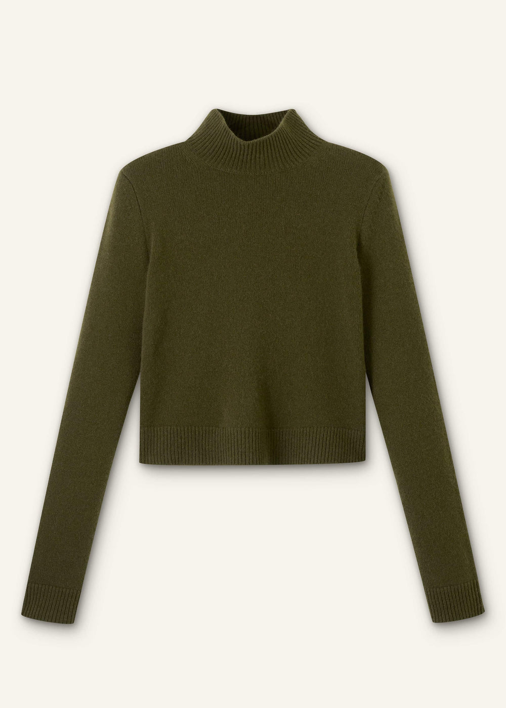Olive Green High Neck Crop Sweater