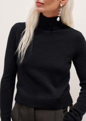 Black High Neck Crop Sweater