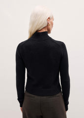 Black High Neck Crop Sweater