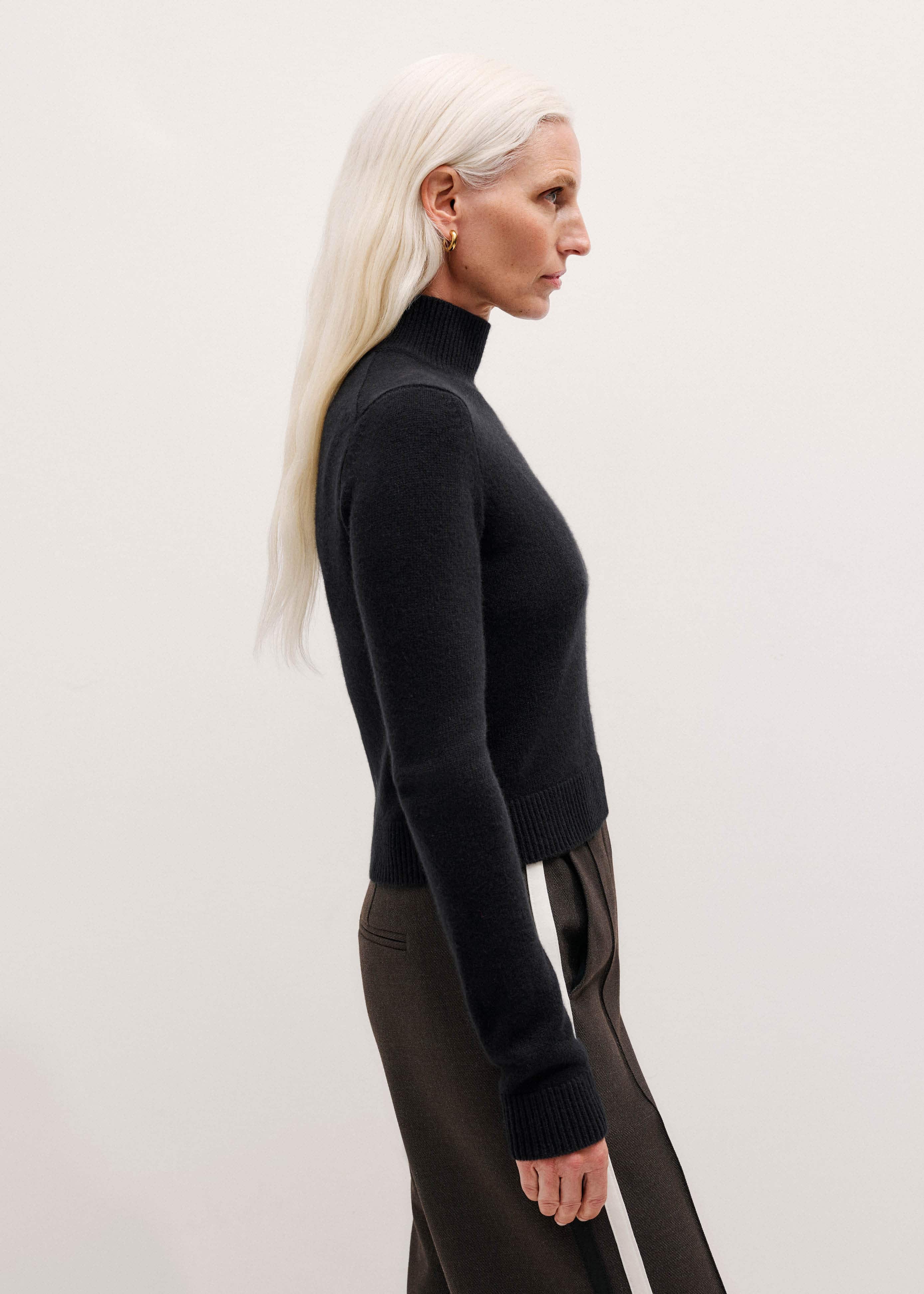 Black High Neck Crop Sweater
