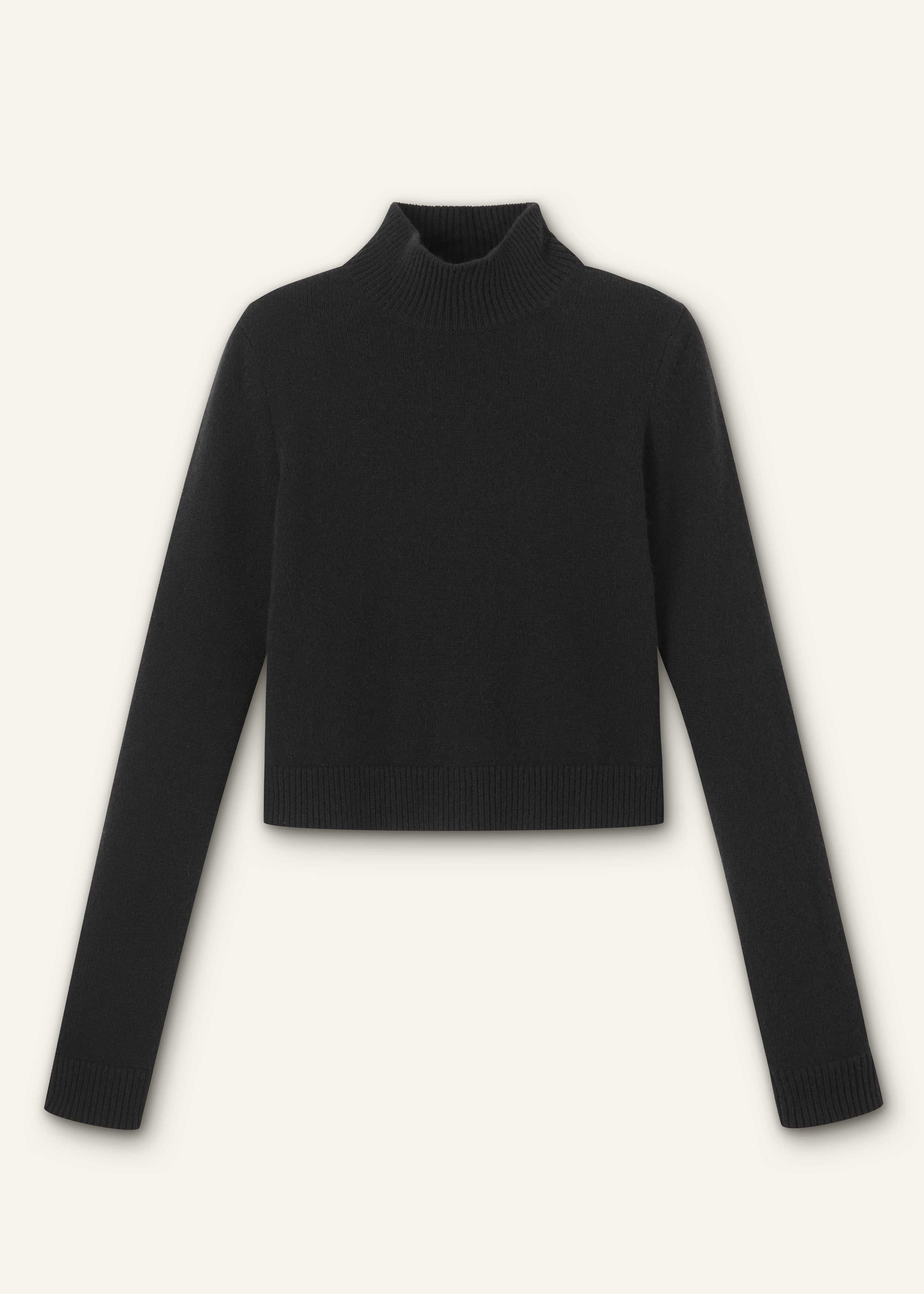 Black High Neck Crop Sweater