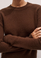 Brown Cashmere Relaxed Crop Sweater