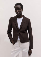 Brown Fitted Short Blazer