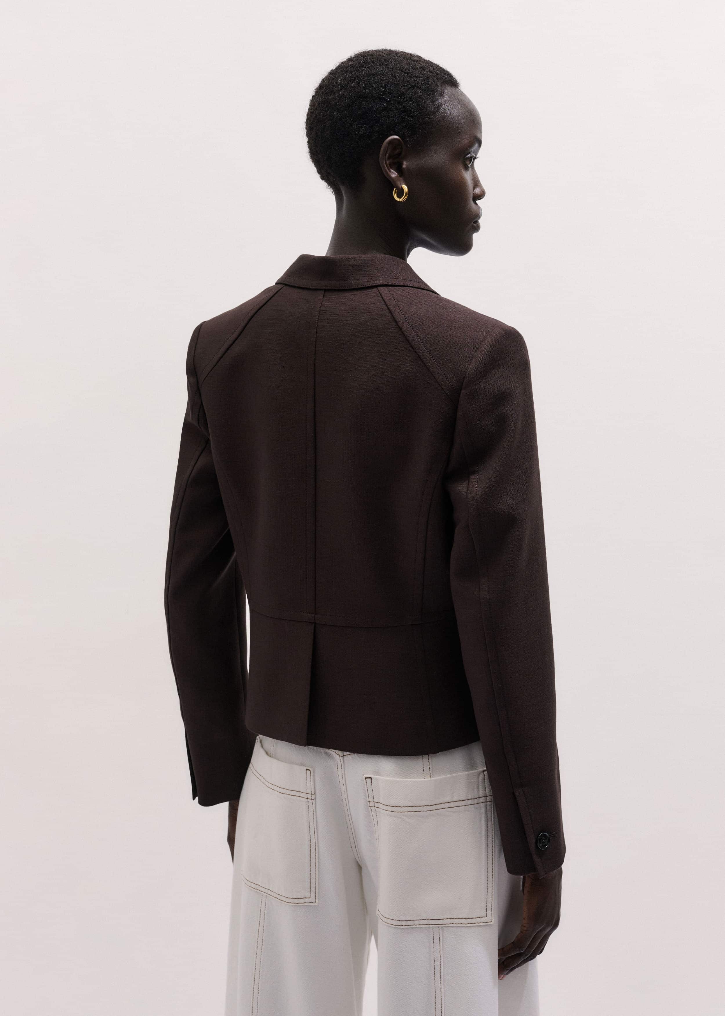 Brown Fitted Short Blazer