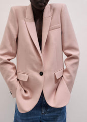 Pink Sharp Shoulder Blazer