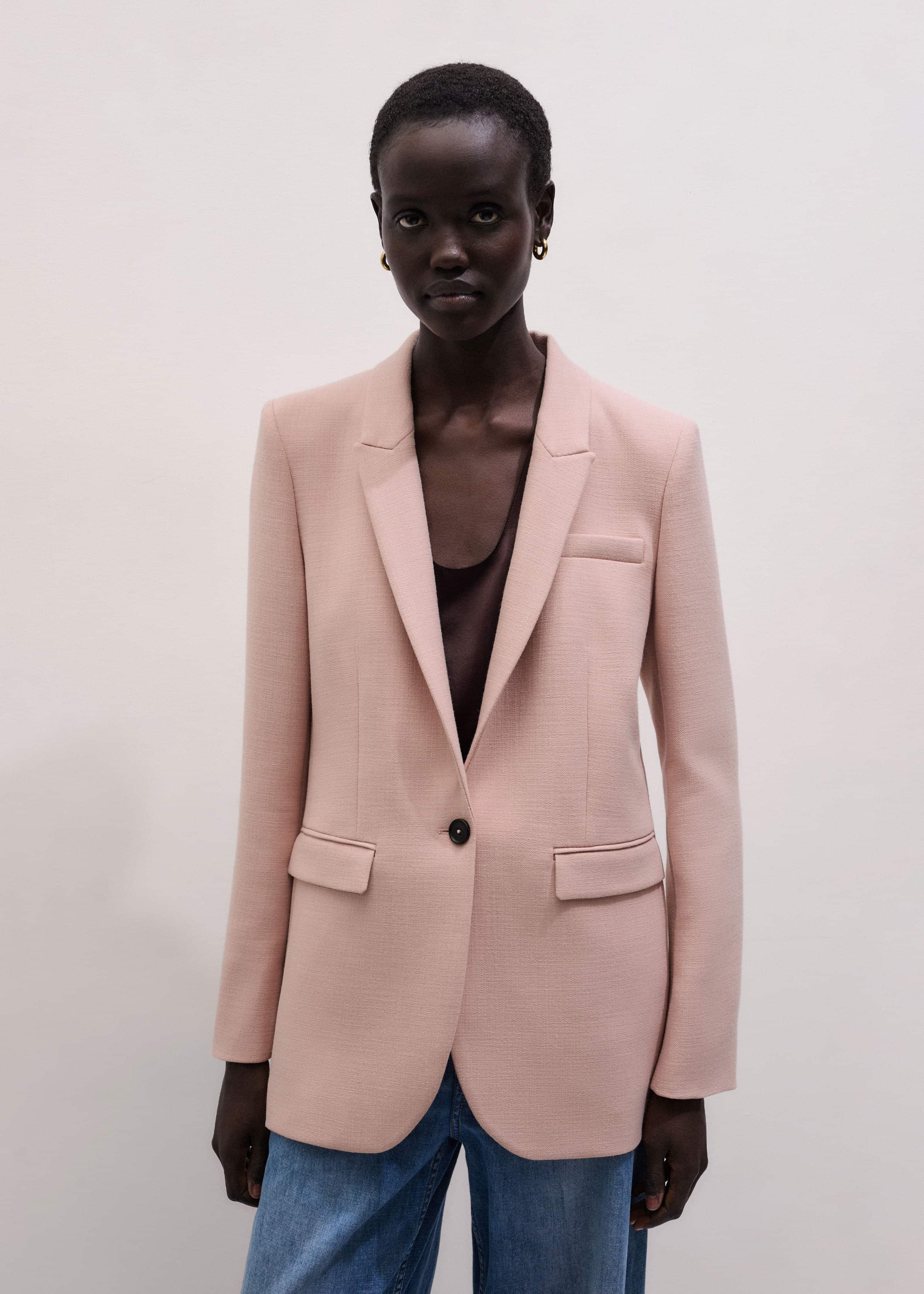 Pink Sharp Shoulder Blazer
