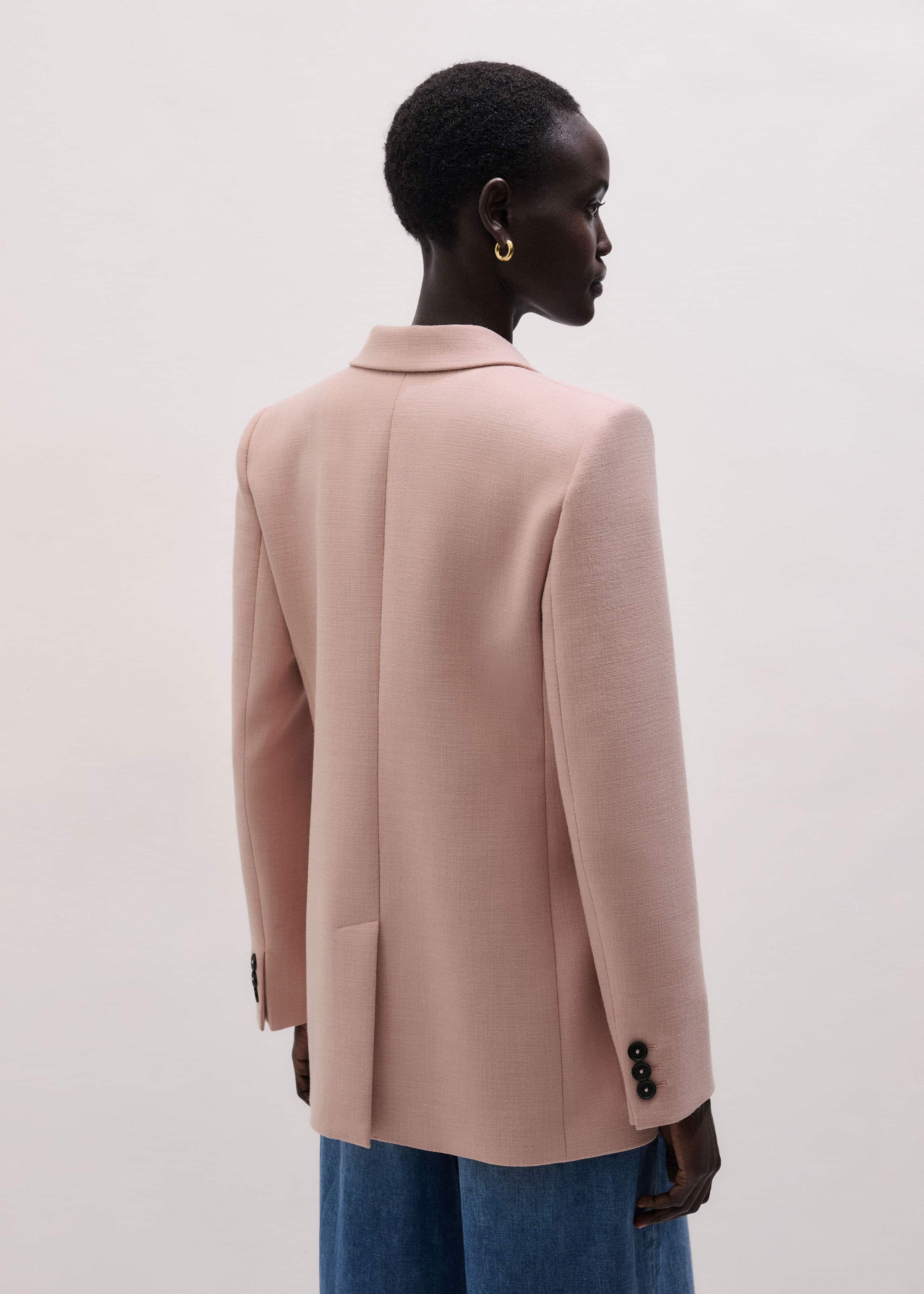 Pink Sharp Shoulder Blazer