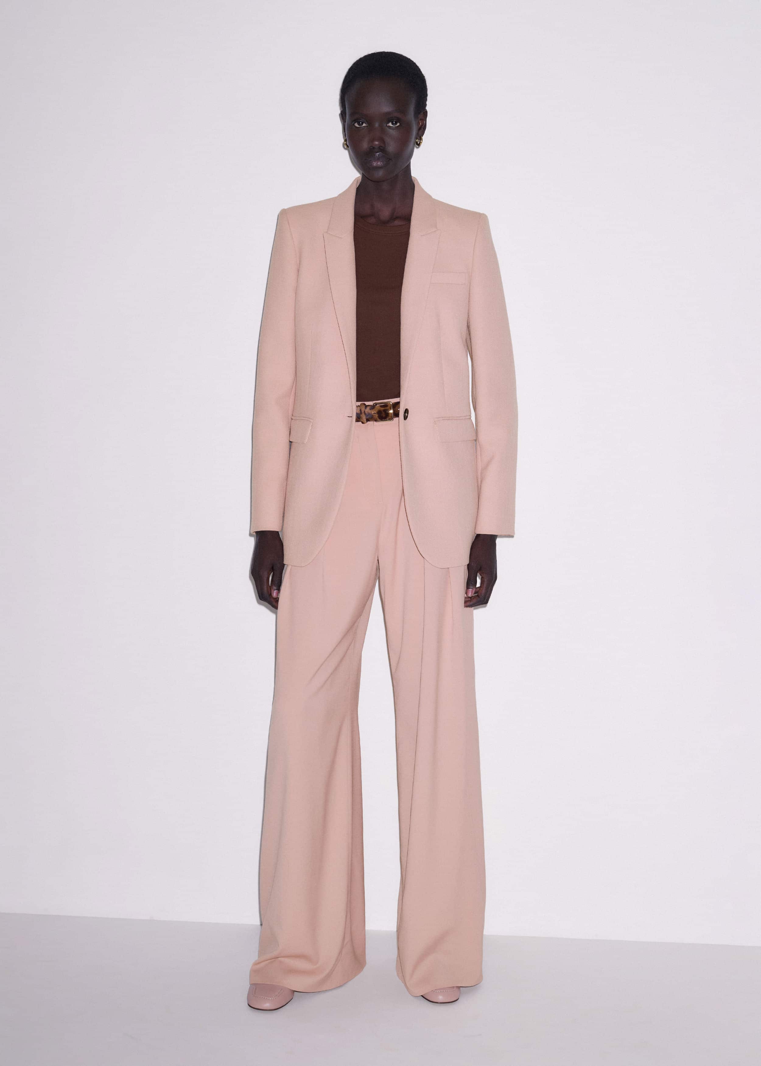 Pink Sharp Shoulder Blazer