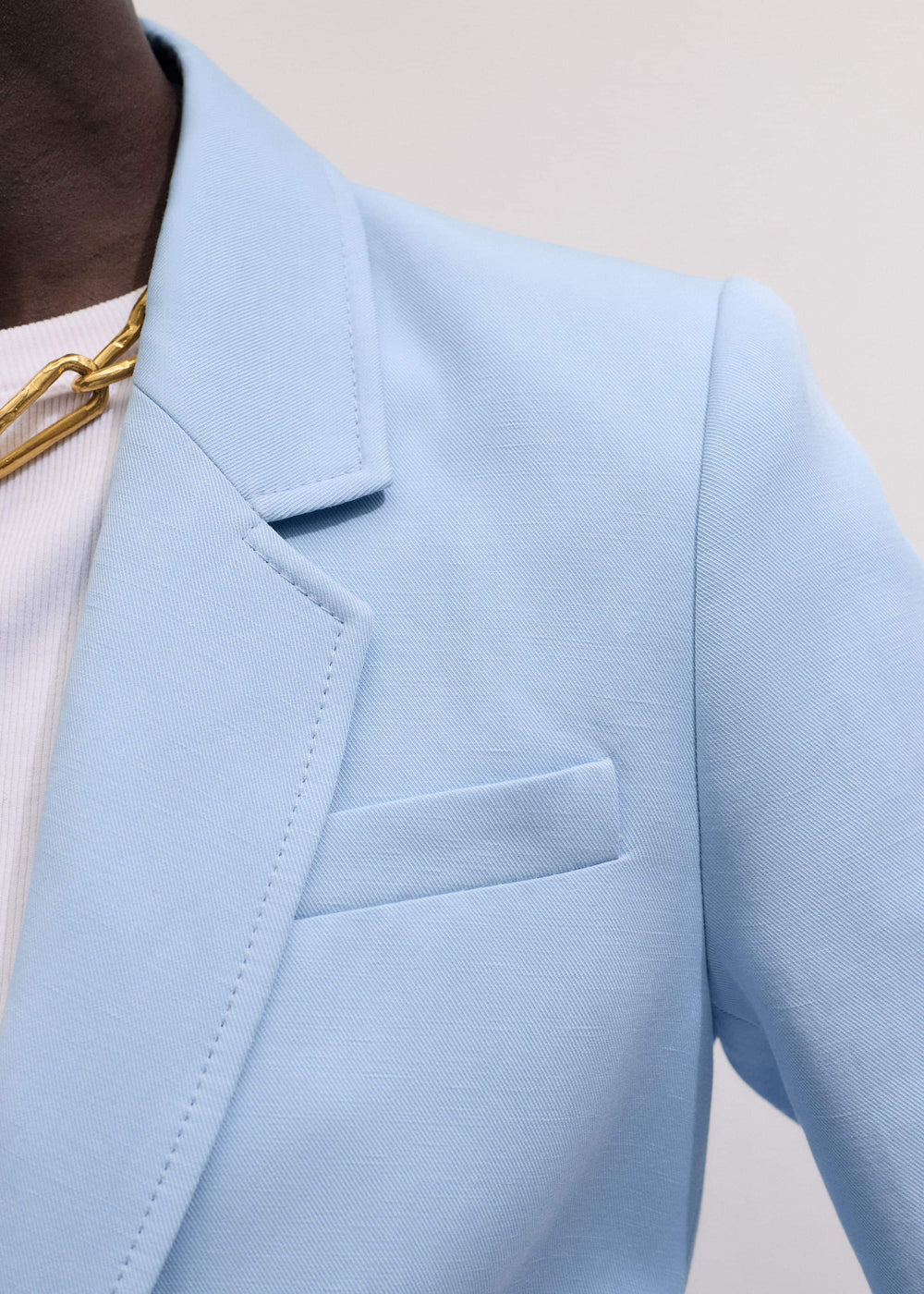Sky Blue Sharp Shoulder Blazer