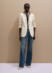 Ivory Luxe Jacquard Sharp Shoulder Blazer