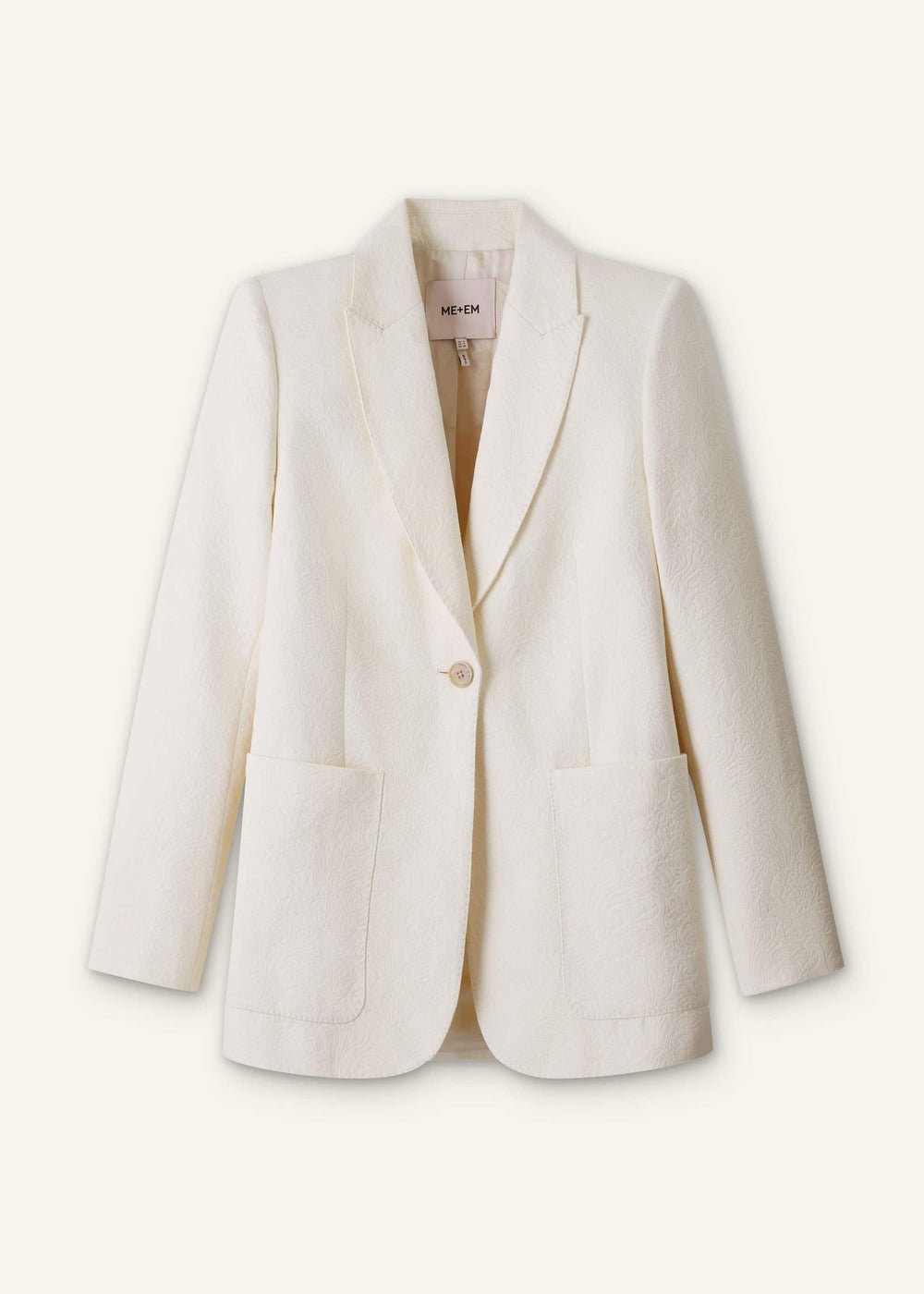 Ivory Luxe Jacquard Sharp Shoulder Blazer