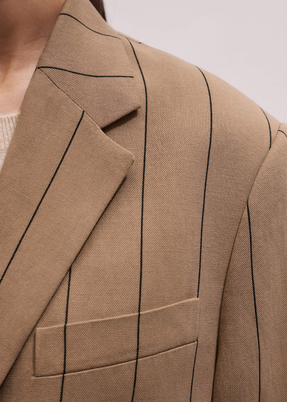 Tan Icon Intelligently Oversized Pinstripe Blazer