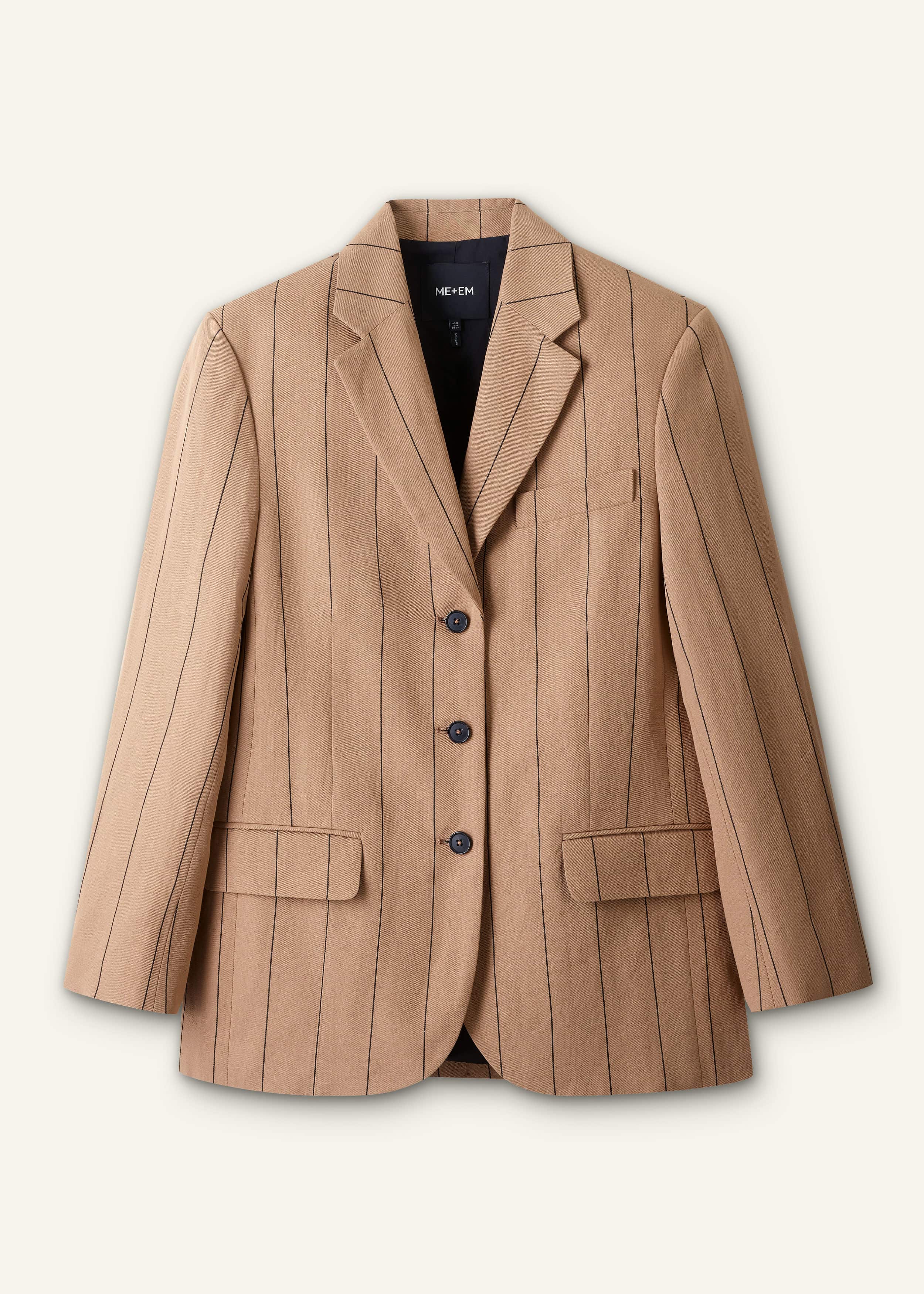 Tan Icon Intelligently Oversized Pinstripe Blazer