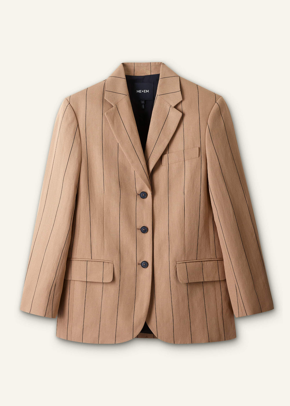 Tan Icon Intelligently Oversized Pinstripe Blazer