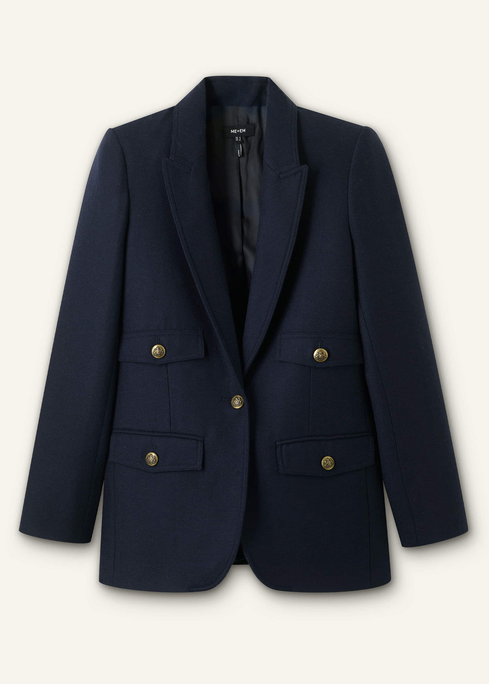 Navy Sharp Shoulder Blazer